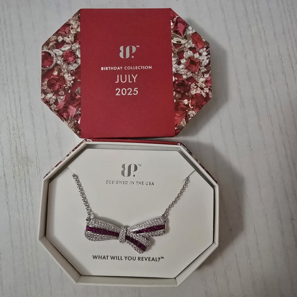 Ruby and CZ Bow Necklace 😍🎀